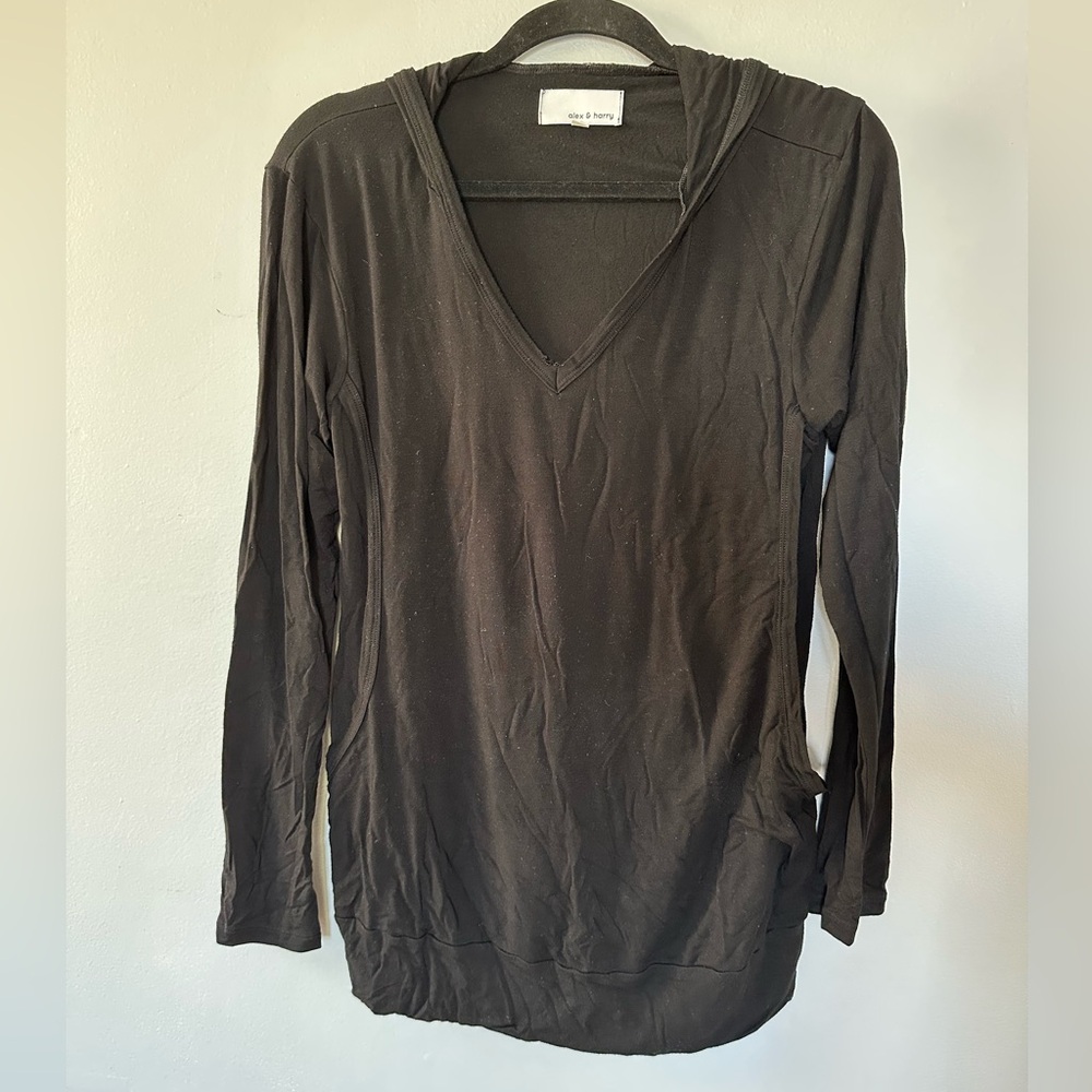 Alex & Harry Black V-Neck Hoodie